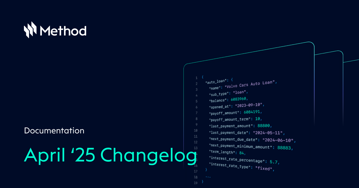 April Updates - Method API Docs